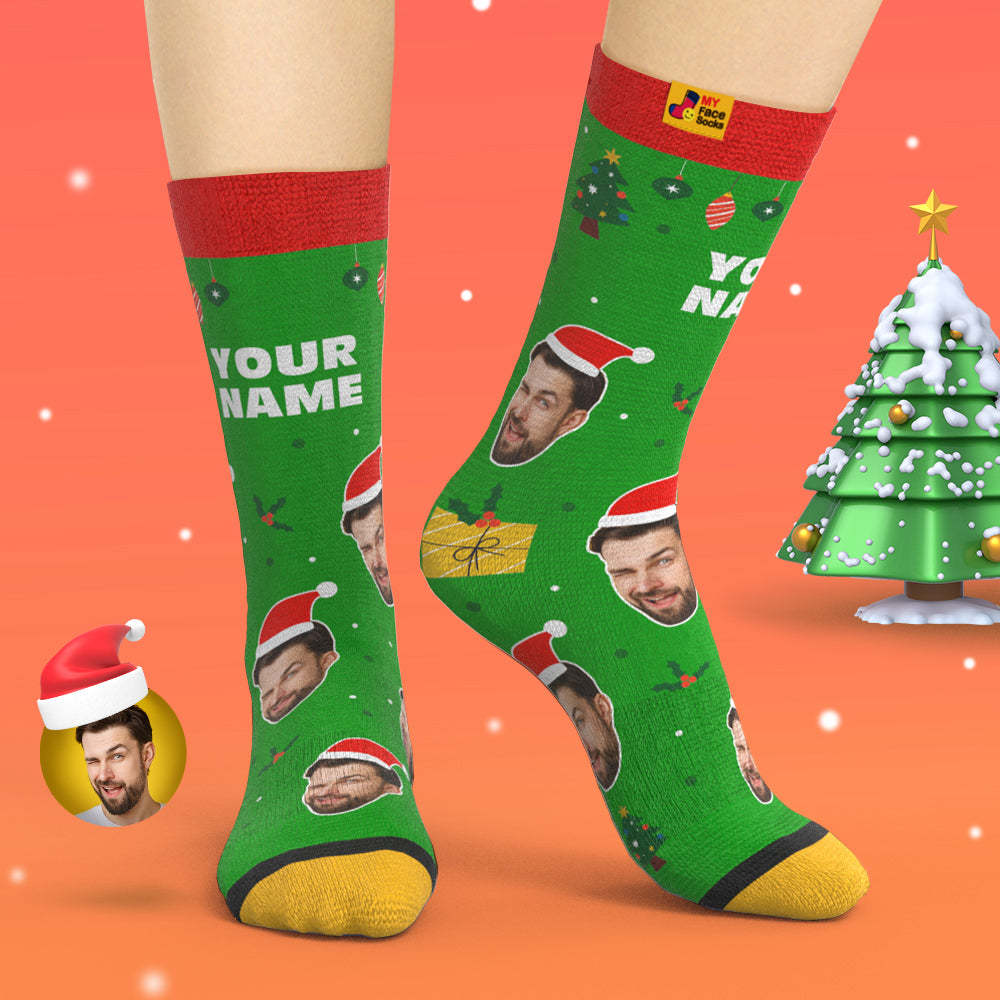 Custom 3D Digital Printed Socks Santa Claus Hats Christmas Gift - MyFaceSocksAu