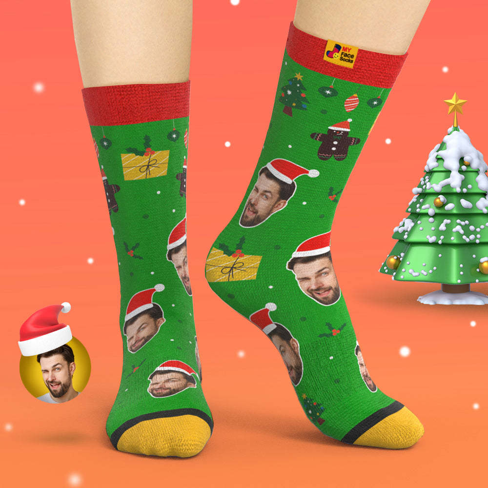 Custom 3D Digital Printed Socks Santa Claus Hats Christmas Gift - MyFaceSocksAu