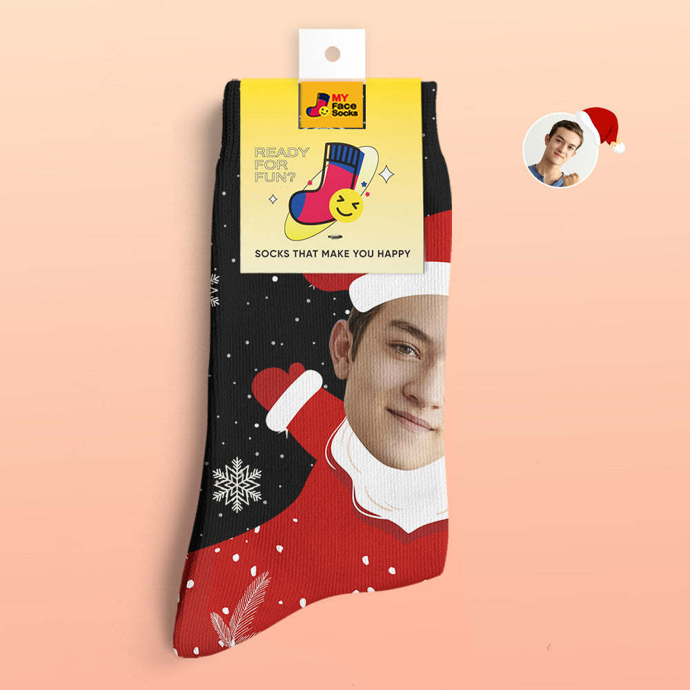 Custom 3D Digital Printed Socks Snow Santa Happy Face Socks Christmas Gift - MyFaceSocksAu