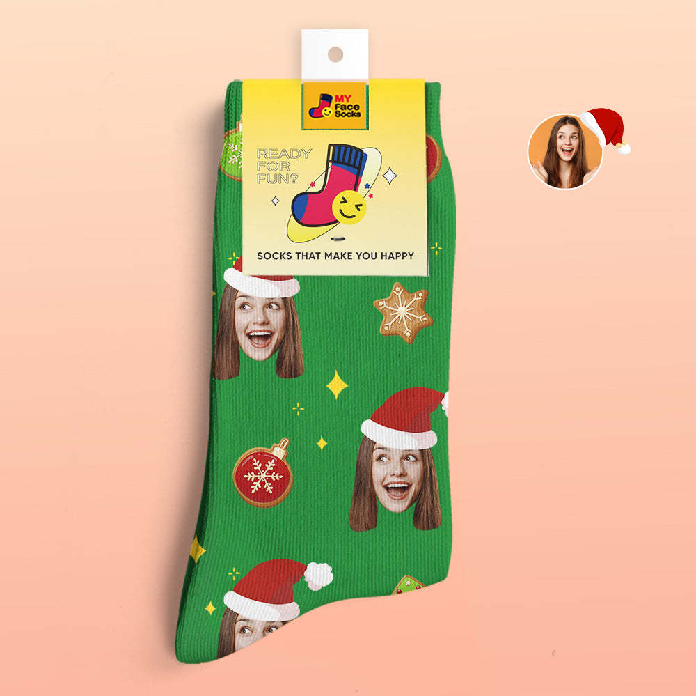 Custom 3D Digital Printed Socks Christmas Tree Decor Face Socks Funny Christmas Gift - MyFaceSocksAu