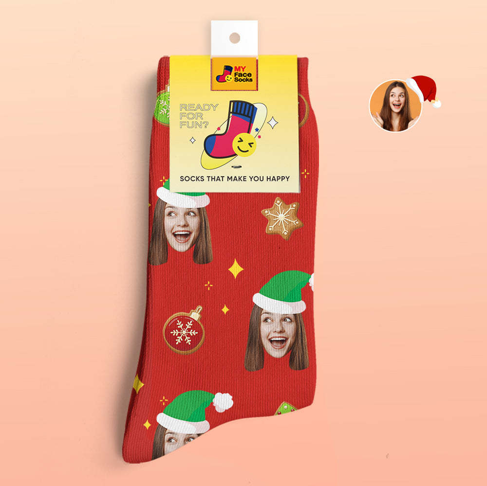 Custom 3D Digital Printed Socks Christmas Tree Decor Face Socks Funny Christmas Gift - MyFaceSocksAu