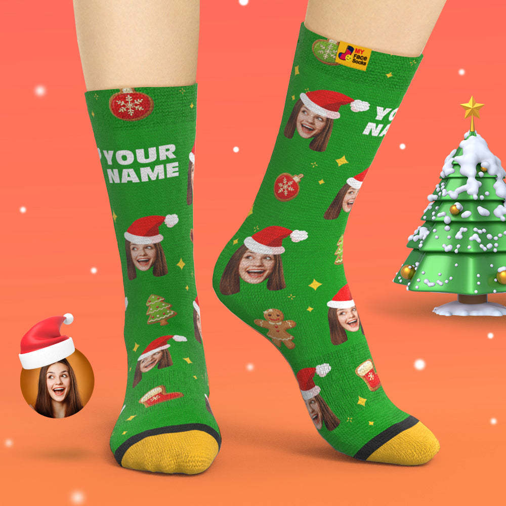 Custom 3D Digital Printed Socks Christmas Tree Decor Face Socks Funny Christmas Gift - MyFaceSocksAu