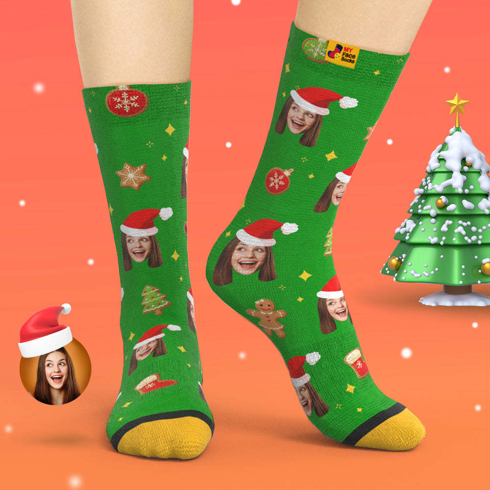 Custom 3D Digital Printed Socks Christmas Tree Decor Face Socks Funny Christmas Gift - MyFaceSocksAu