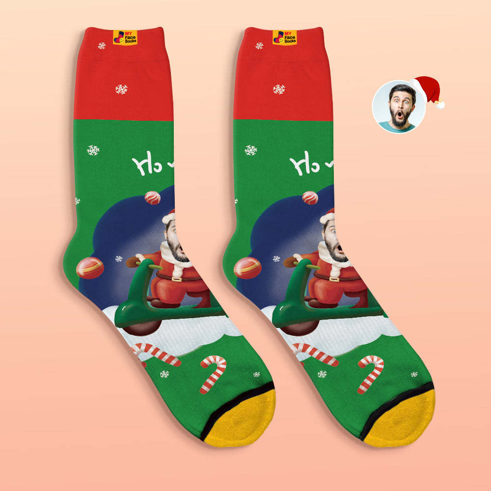 Custom 3D Digital Printed Socks Santa Claus Hats Christmas Gift Socks Ho Ho - MyFaceSocksAu