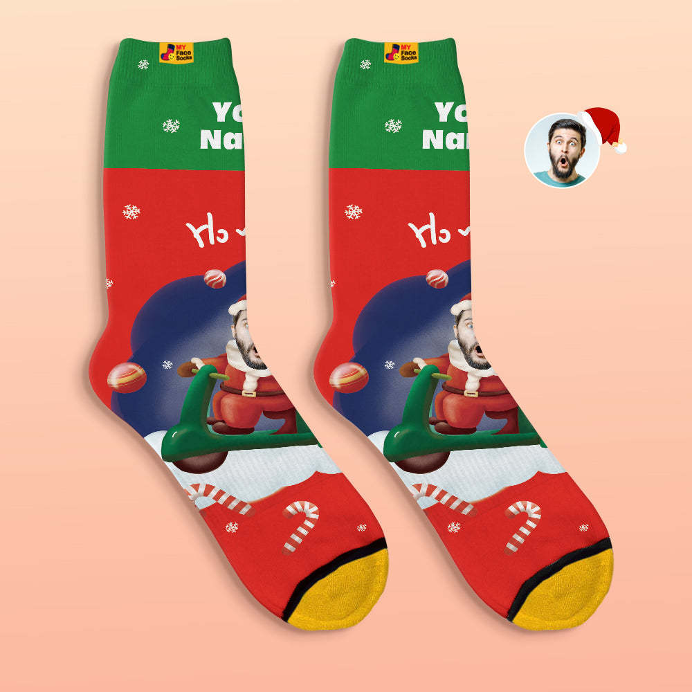 Custom 3D Digital Printed Socks Santa Claus Hats Christmas Gift Socks Ho Ho - MyFaceSocksAu