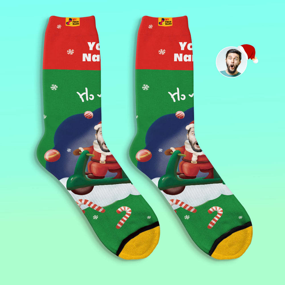 Custom 3D Digital Printed Socks Santa Claus Hats Christmas Gift Socks Ho Ho - MyFaceSocksAu