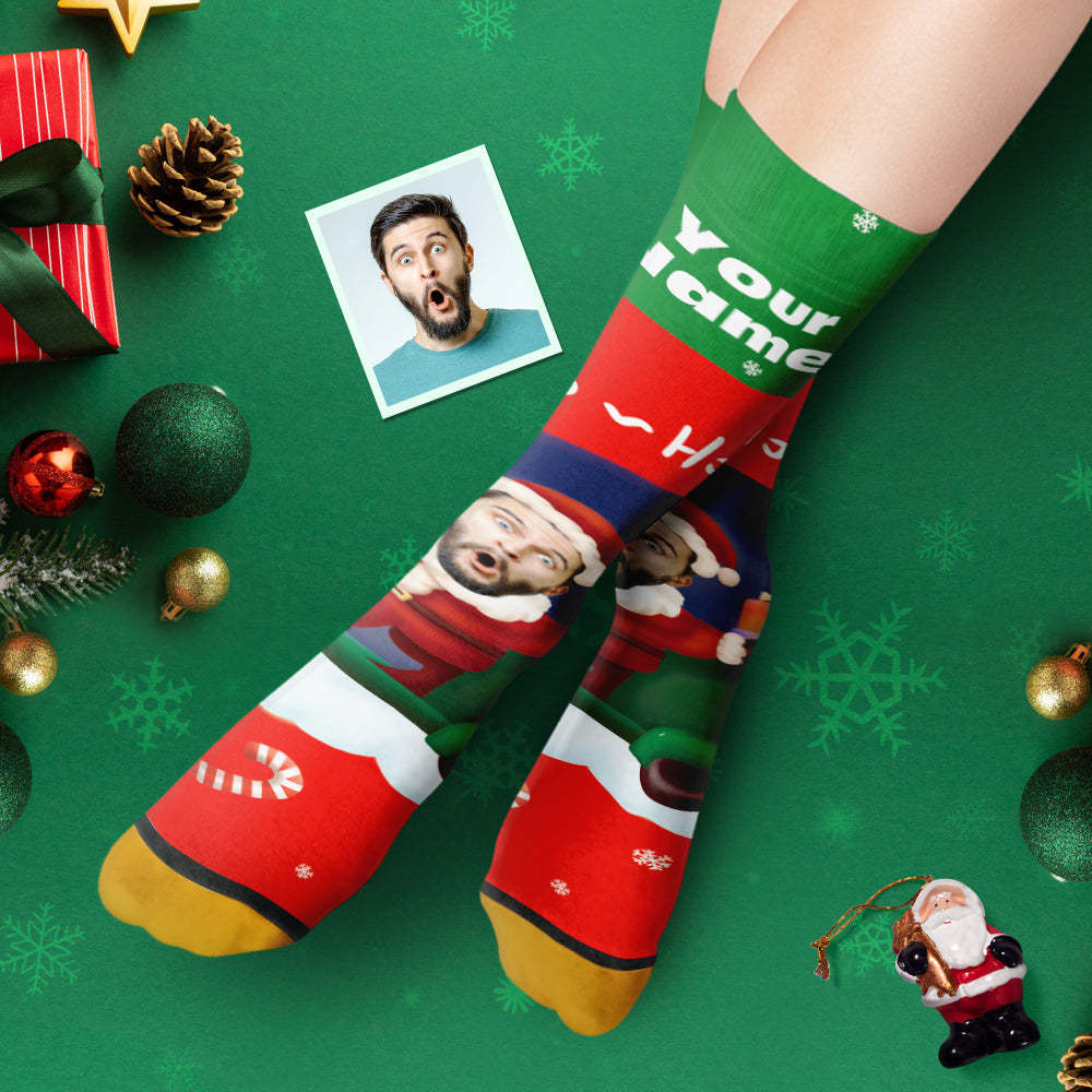 Custom 3D Digital Printed Socks Santa Claus Hats Christmas Gift Socks Ho Ho - MyFaceSocksAu