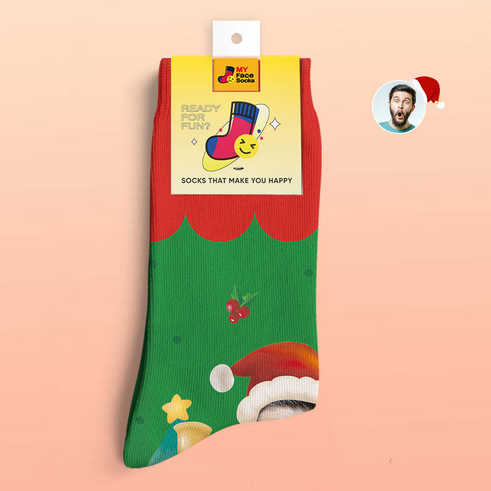 Custom 3D Digital Printed Socks Santa Claus Hats Christmas Gift Socks Christmas Bells - MyFaceSocksAu