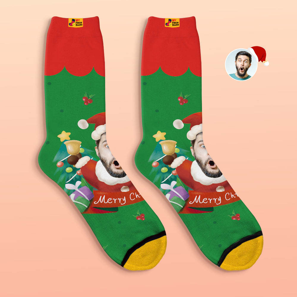 Custom 3D Digital Printed Socks Santa Claus Hats Christmas Gift Socks Christmas Bells - MyFaceSocksAu