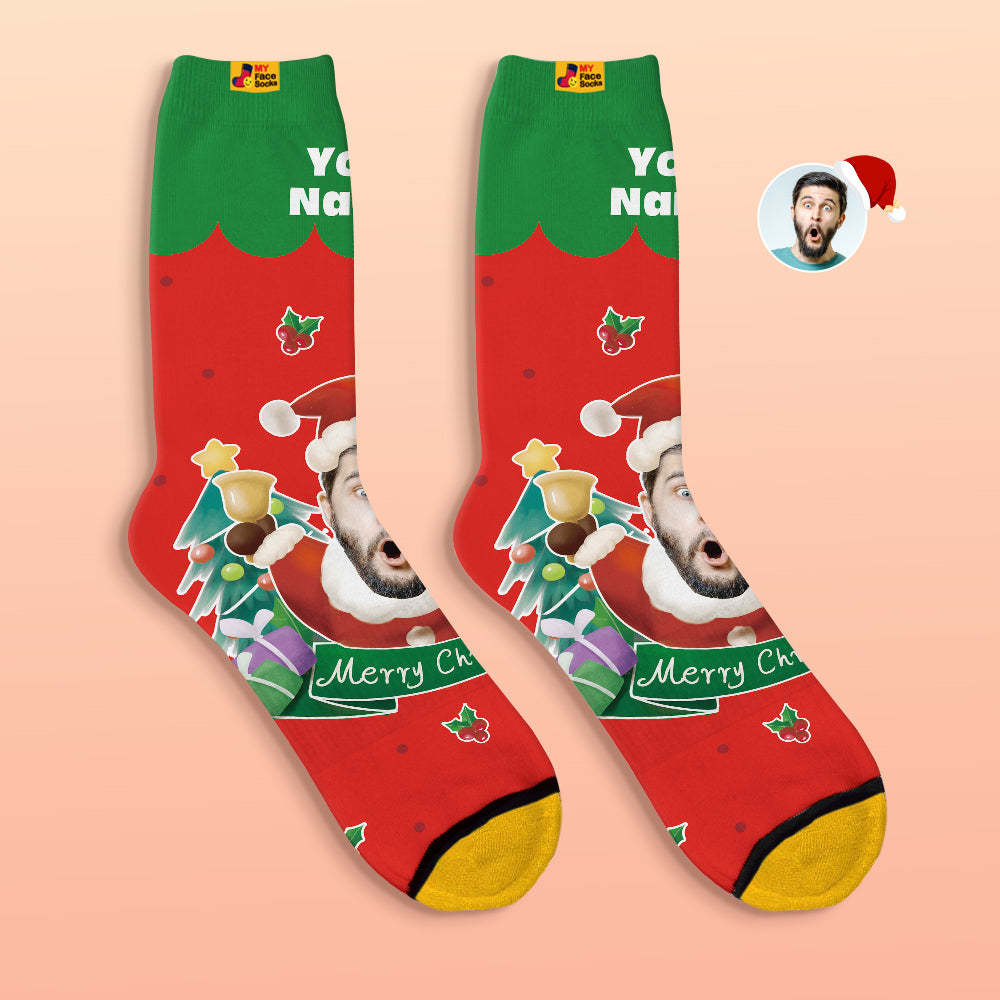 Custom 3D Digital Printed Socks Santa Claus Hats Christmas Gift Socks Christmas Bells - MyFaceSocksAu