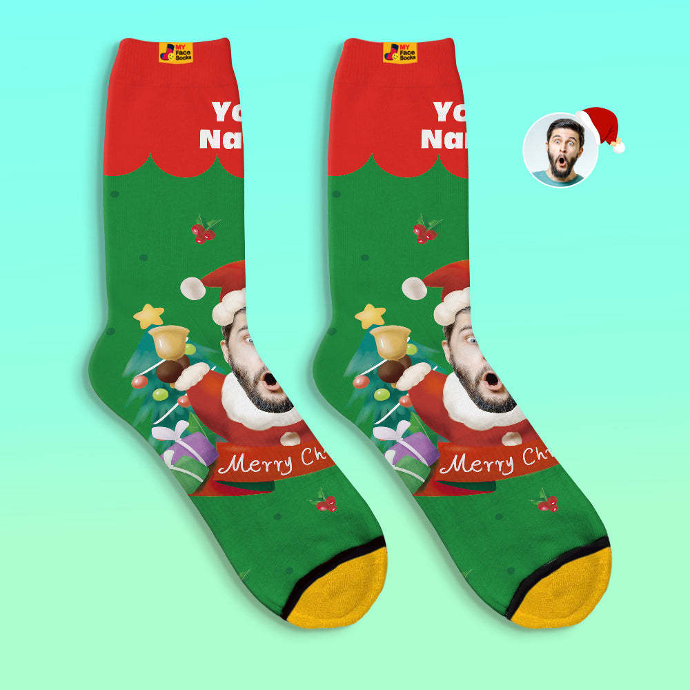 Custom 3D Digital Printed Socks Santa Claus Hats Christmas Gift Socks Christmas Bells - MyFaceSocksAu
