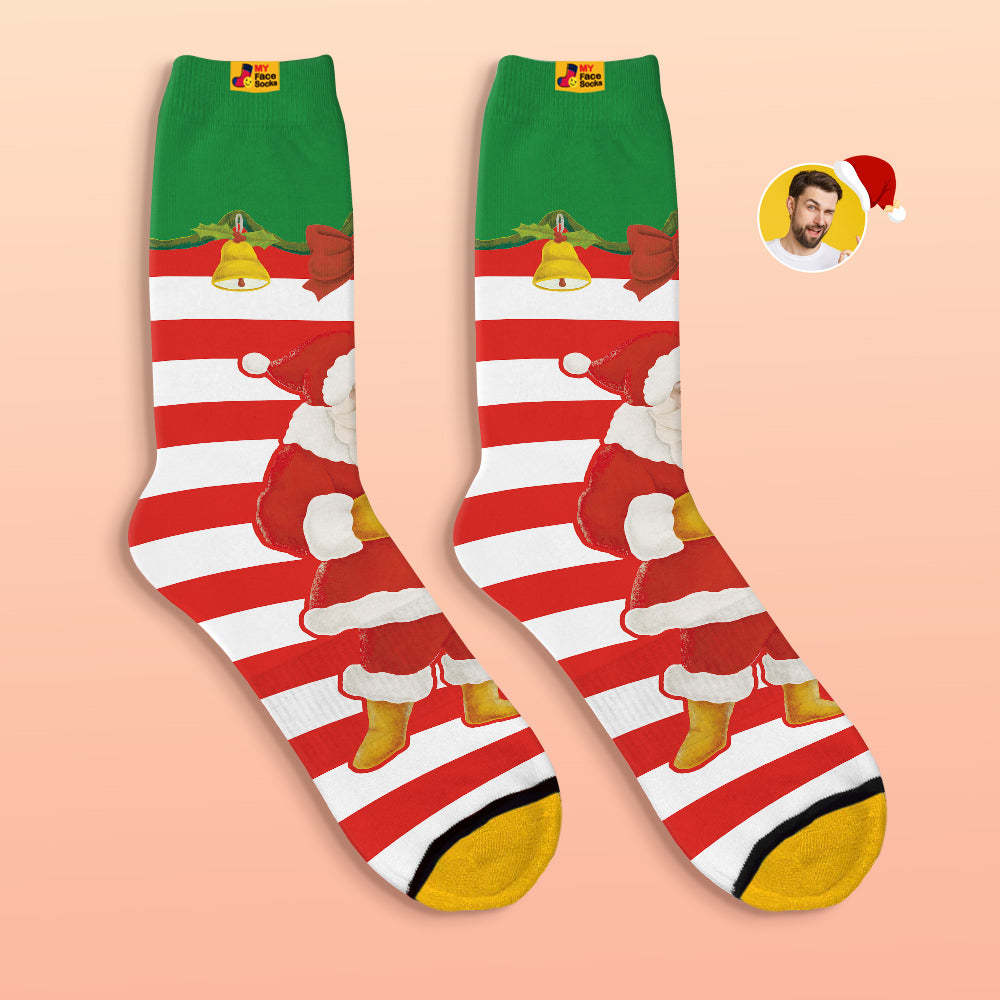 Custom 3D Digital Printed Socks Santa Claus Christmas Bells Socks - MyFaceSocksAu