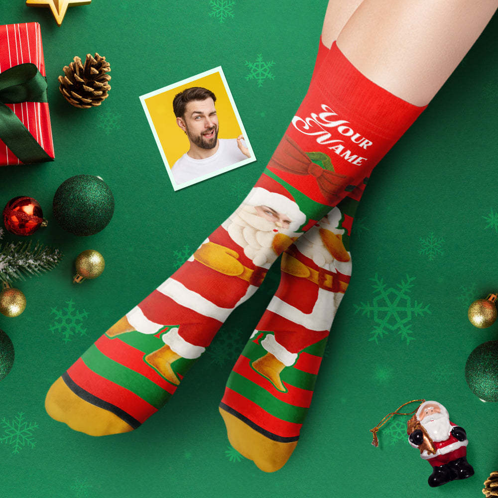 Custom 3D Digital Printed Socks Santa Claus Christmas Bells Socks - MyFaceSocksAu