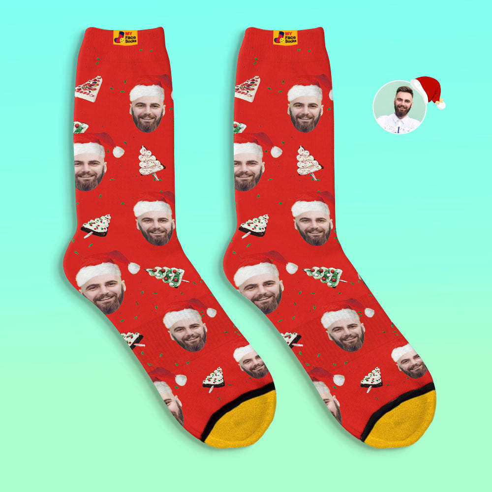 Custom 3D Digital Printed Socks Christmas Cake Socks Merry Christmas - MyFaceSocksAu