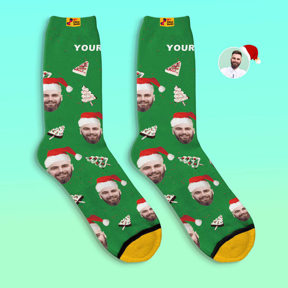Custom 3D Digital Printed Socks Christmas Cake Socks Merry Christmas - MyFaceSocksAu