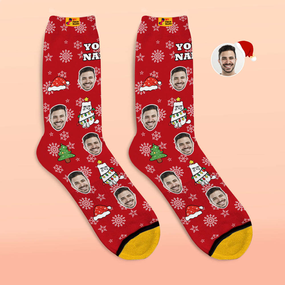 Custom 3D Digital Printed Socks Christmas Gift Socks Cute Cat - MyFaceSocksAu