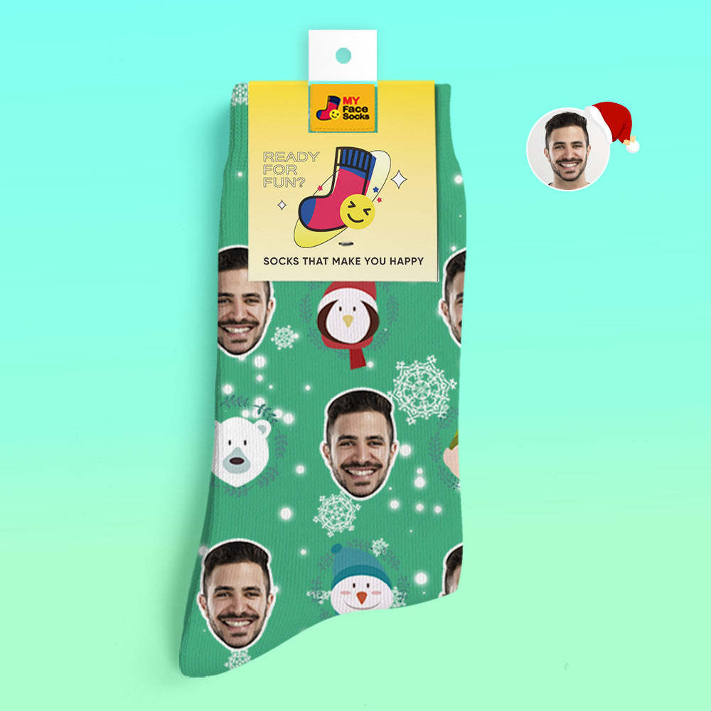 Custom 3D Digital Printed Socks Christmas Gift Socks Elf Doll - MyFaceSocksAu