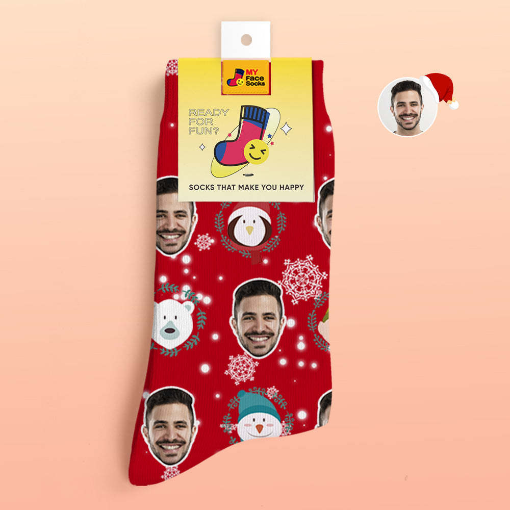 Custom 3D Digital Printed Socks Christmas Gift Socks Elf Doll - MyFaceSocksAu