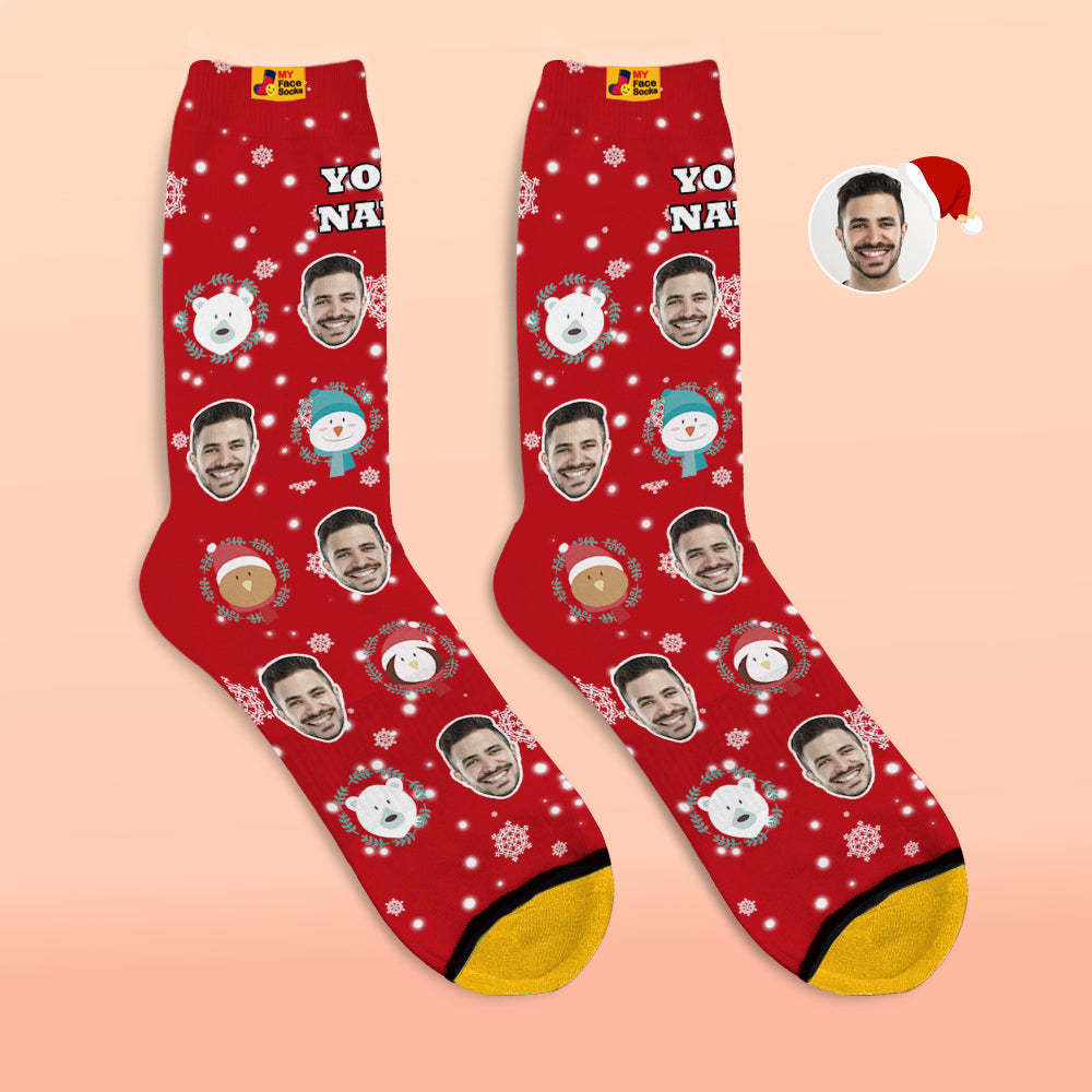 Custom 3D Digital Printed Socks Christmas Gift Socks Elf Doll - MyFaceSocksAu