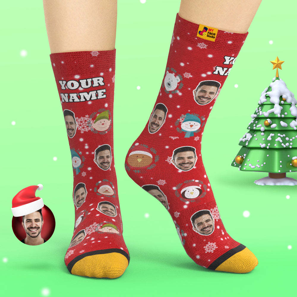 Custom 3D Digital Printed Socks Christmas Gift Socks Elf Doll - MyFaceSocksAu