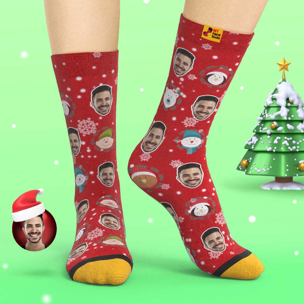 Custom 3D Digital Printed Socks Christmas Gift Socks Elf Doll - MyFaceSocksAu