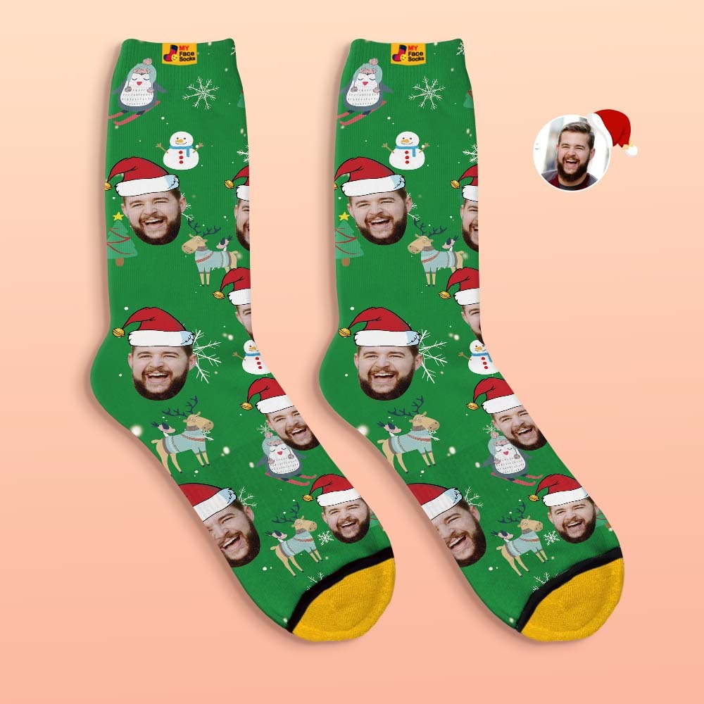 Custom 3D Digital Printed Socks Christmas Gift Socks Cute Animals - MyFaceSocksAu