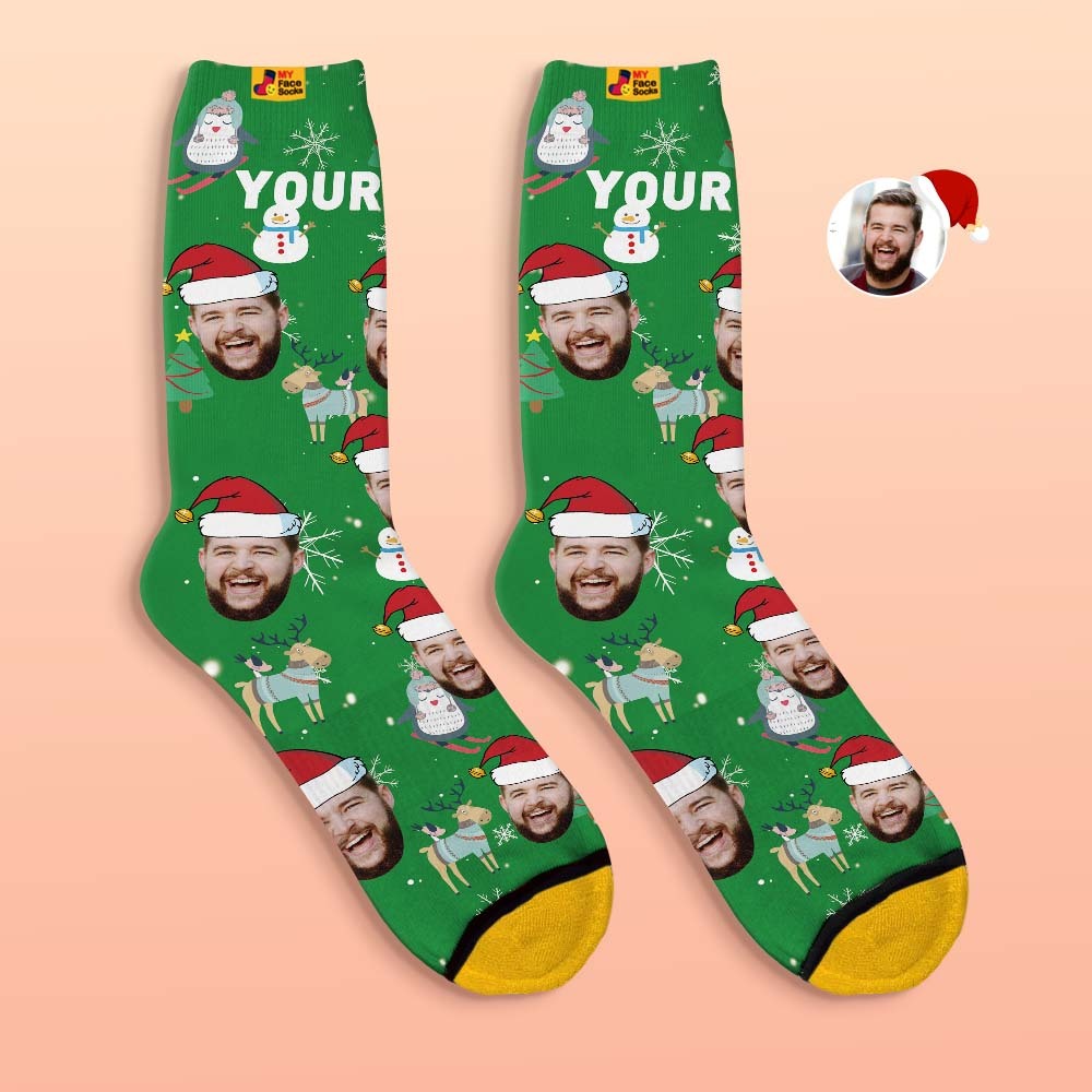 Custom 3D Digital Printed Socks Christmas Gift Socks Cute Animals - MyFaceSocksAu