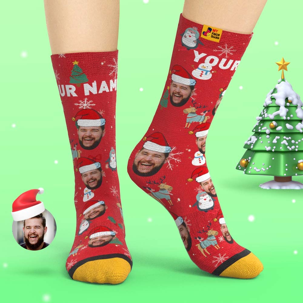 Custom 3D Digital Printed Socks Christmas Gift Socks Cute Animals - MyFaceSocksAu