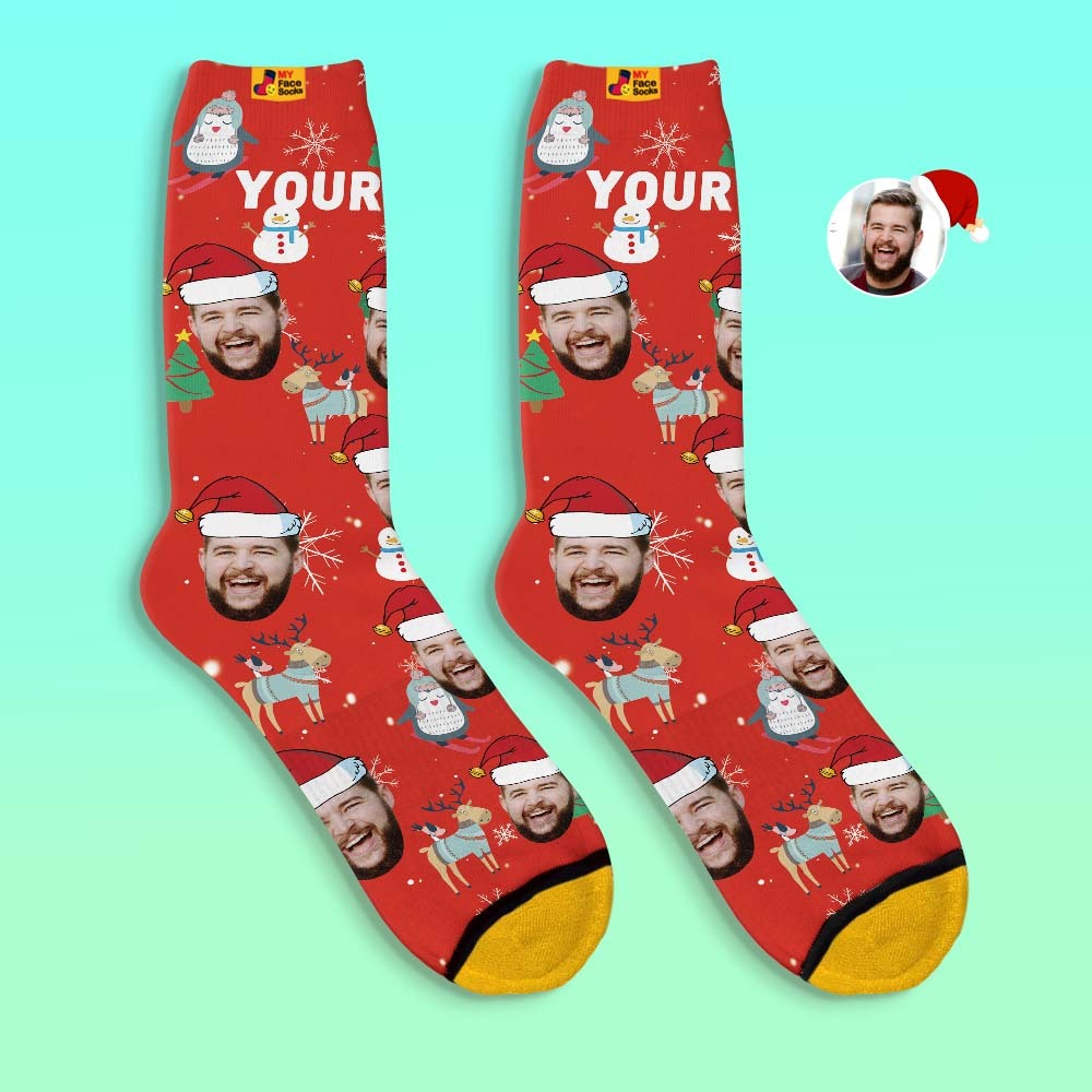 Custom 3D Digital Printed Socks Christmas Gift Socks Cute Animals - MyFaceSocksAu