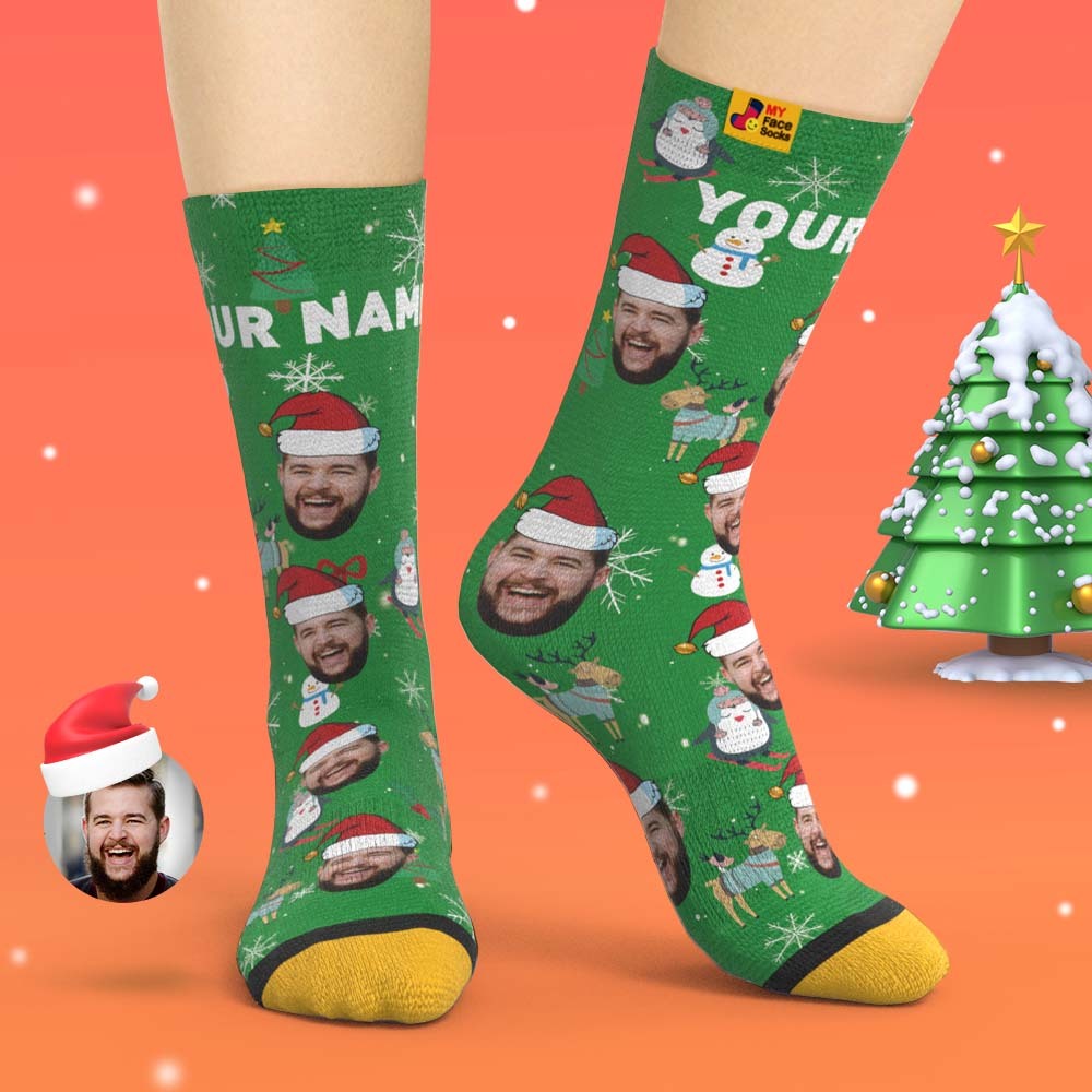 Custom 3D Digital Printed Socks Christmas Gift Socks Cute Animals - MyFaceSocksAu