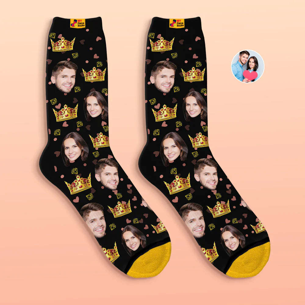 Custom 3D Digital Printed Socks Valentine's Day Gift Queen Face Socks For Lover - MyFaceSocksAu