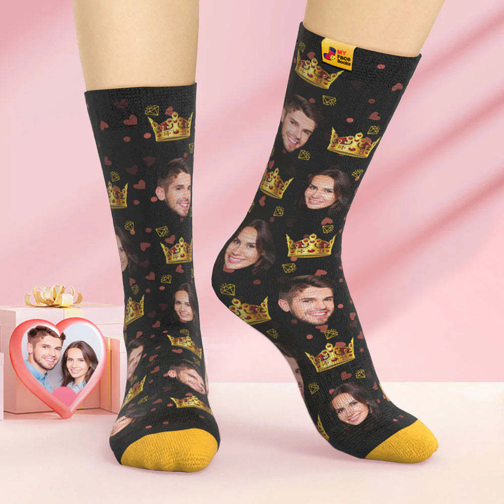 Custom 3D Digital Printed Socks Valentine's Day Gift Queen Face Socks For Lover - MyFaceSocksAu