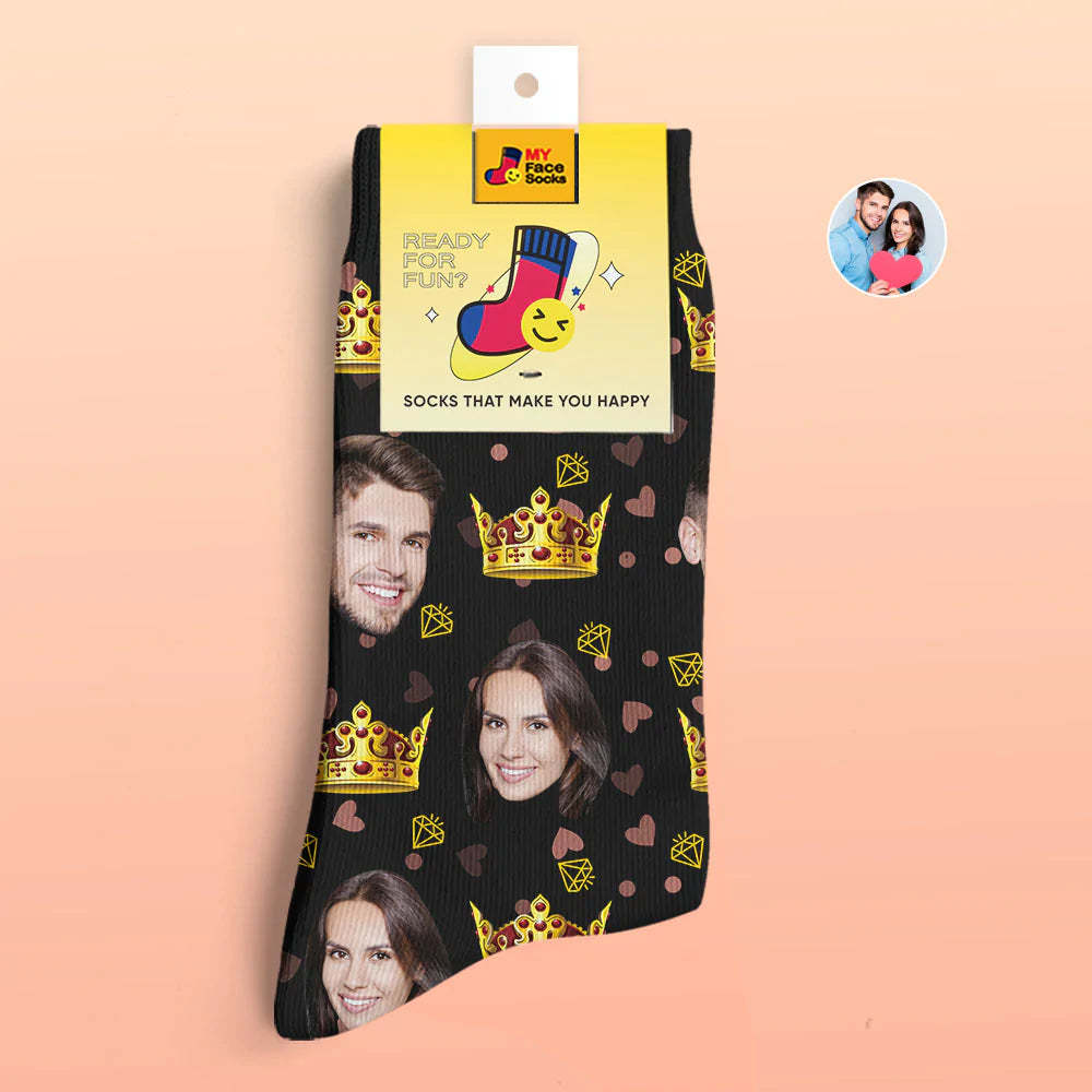 Custom 3D Digital Printed Socks Valentine's Day Gift Queen Face Socks For Lover - MyFaceSocksAu