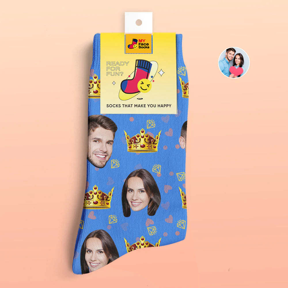 Custom 3D Digital Printed Socks Valentine's Day Gift Queen Face Socks For Lover - MyFaceSocksAu