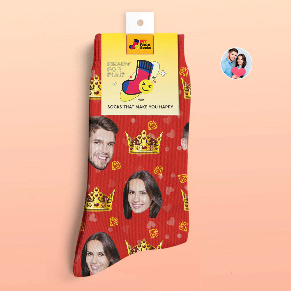 Custom 3D Digital Printed Socks Valentine's Day Gift Queen Face Socks For Lover - MyFaceSocksAu