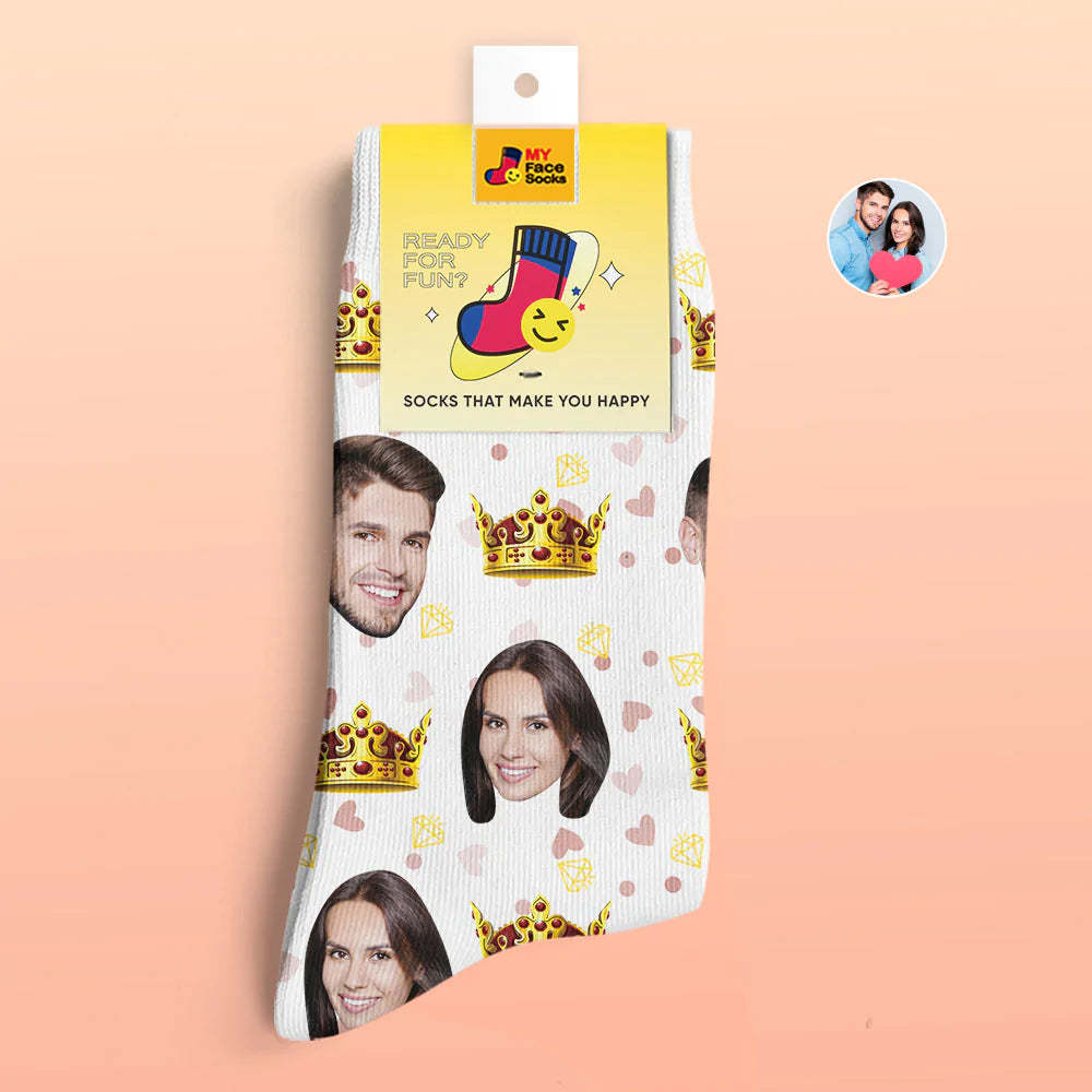 Custom 3D Digital Printed Socks Valentine's Day Gift Queen Face Socks For Lover - MyFaceSocksAu