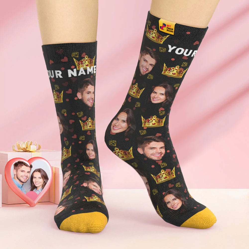 Custom 3D Digital Printed Socks Valentine's Day Gift Queen Face Socks For Lover - MyFaceSocksAu