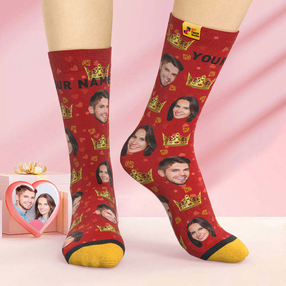 Custom 3D Digital Printed Socks Valentine's Day Gift Queen Face Socks For Lover - MyFaceSocksAu