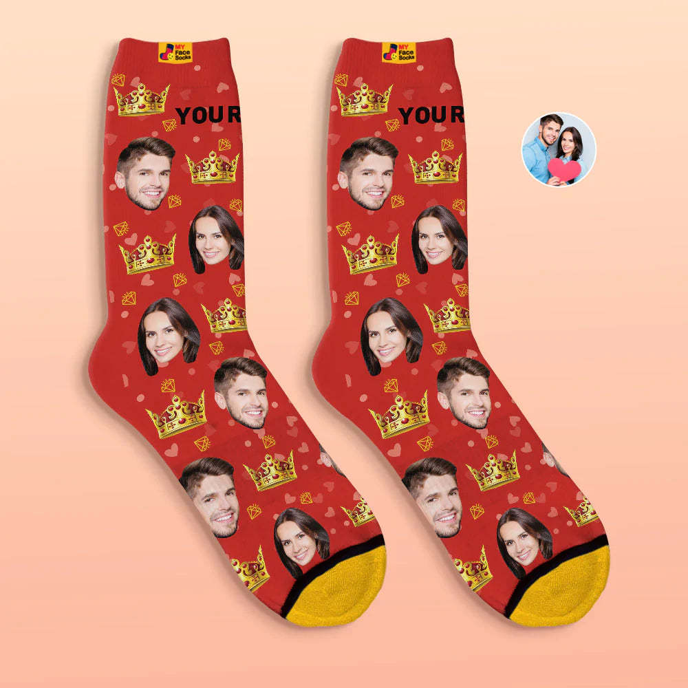 Custom 3D Digital Printed Socks Valentine's Day Gift Queen Face Socks For Lover - MyFaceSocksAu