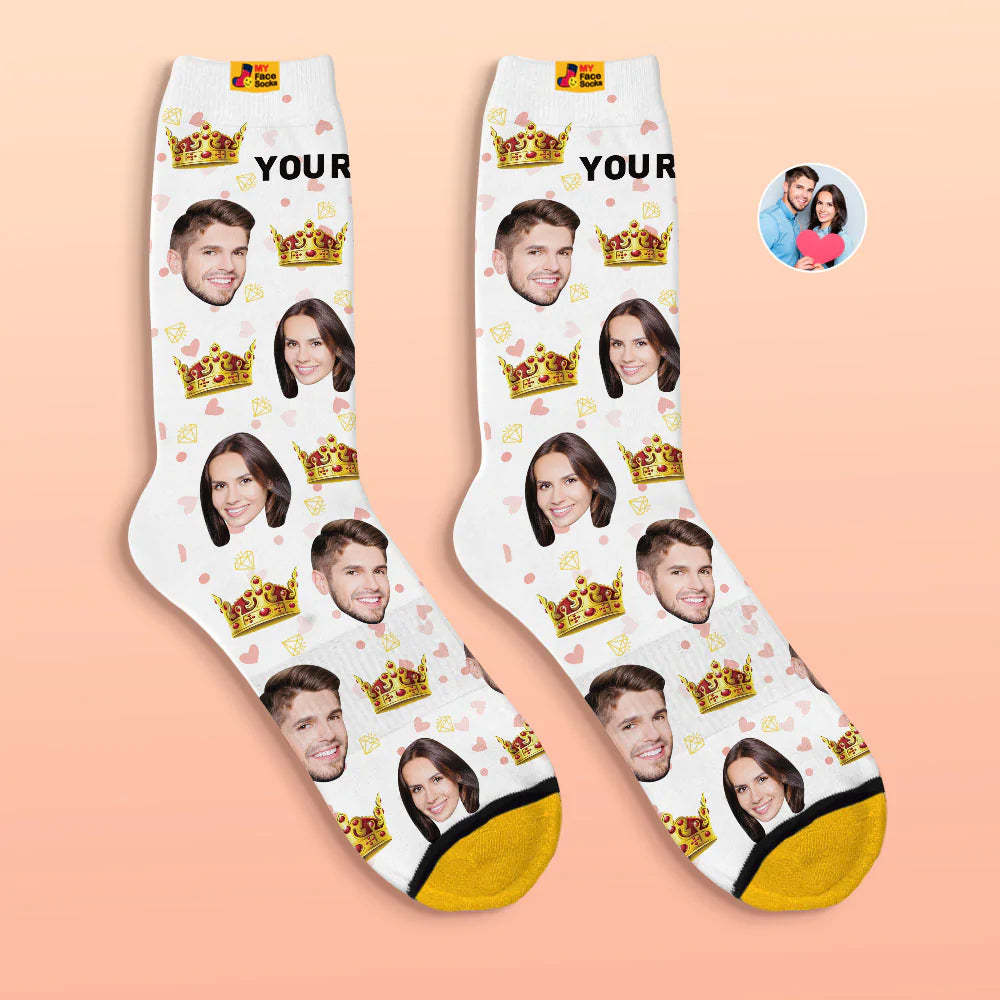 Custom 3D Digital Printed Socks Valentine's Day Gift Queen Face Socks For Lover - MyFaceSocksAu