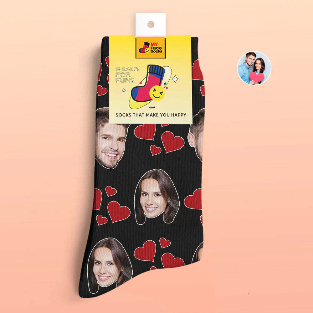 Custom 3D Digital Printed Socks Valentine's Day Gift My Heart Face Socks - MyFaceSocksAu