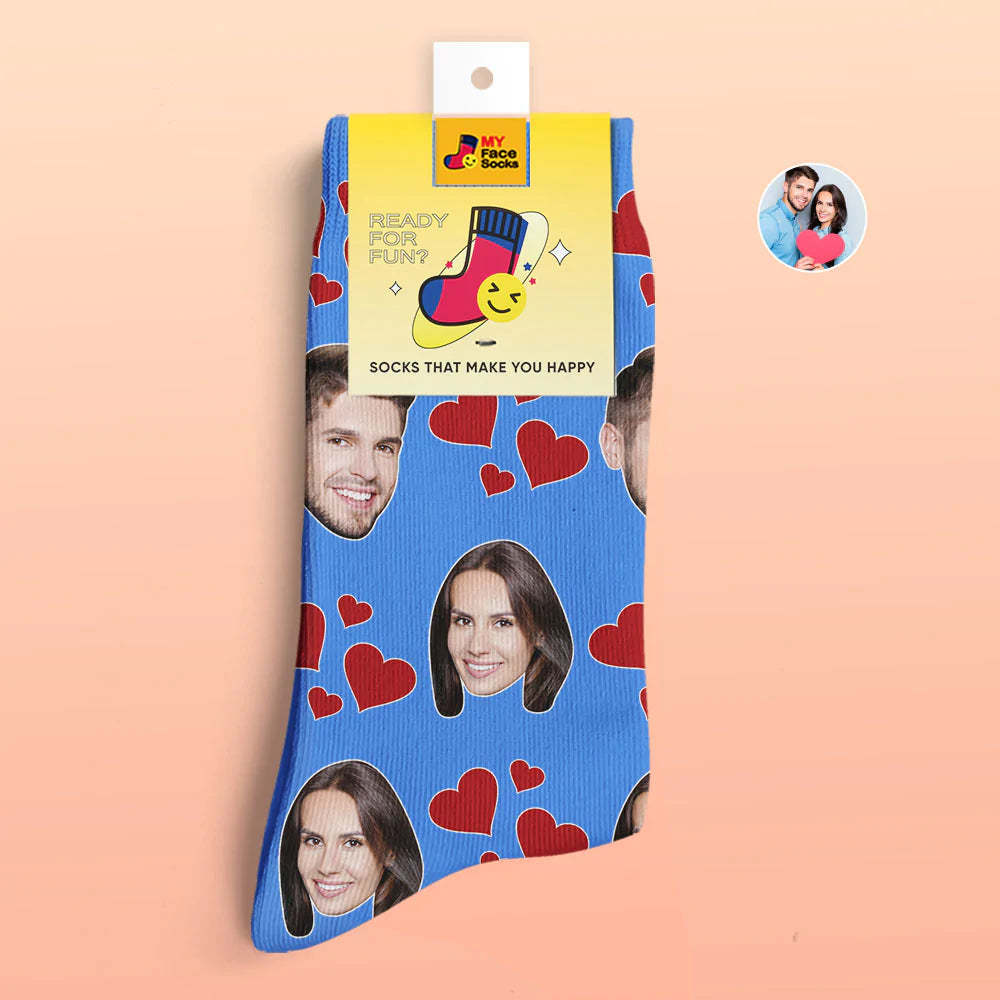 Custom 3D Digital Printed Socks Valentine's Day Gift My Heart Face Socks - MyFaceSocksAu