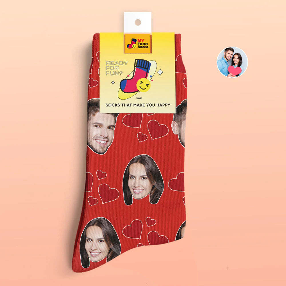 Custom 3D Digital Printed Socks Valentine's Day Gift My Heart Face Socks - MyFaceSocksAu