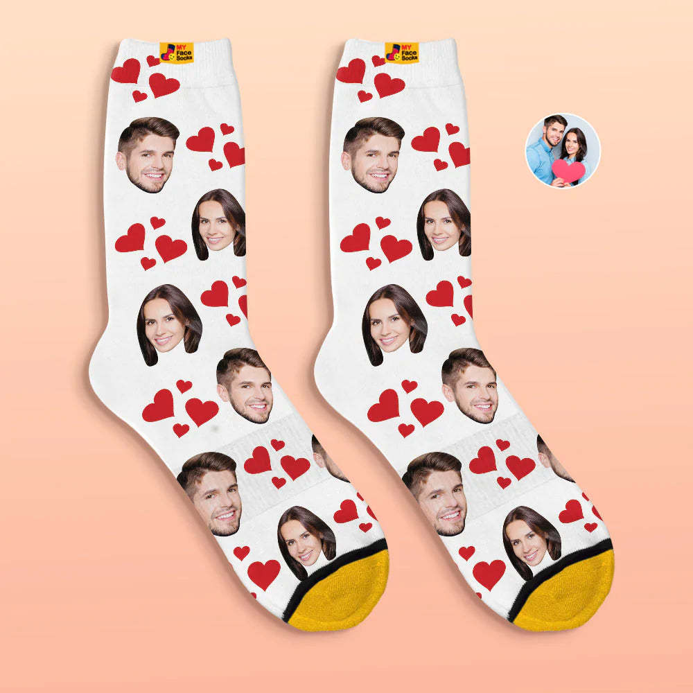 Custom 3D Digital Printed Socks Valentine's Day Gift My Heart Face Socks - MyFaceSocksAu