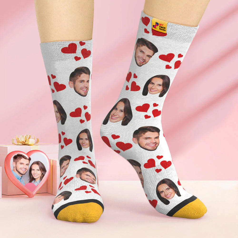 Custom 3D Digital Printed Socks Valentine's Day Gift My Heart Face Socks - MyFaceSocksAu