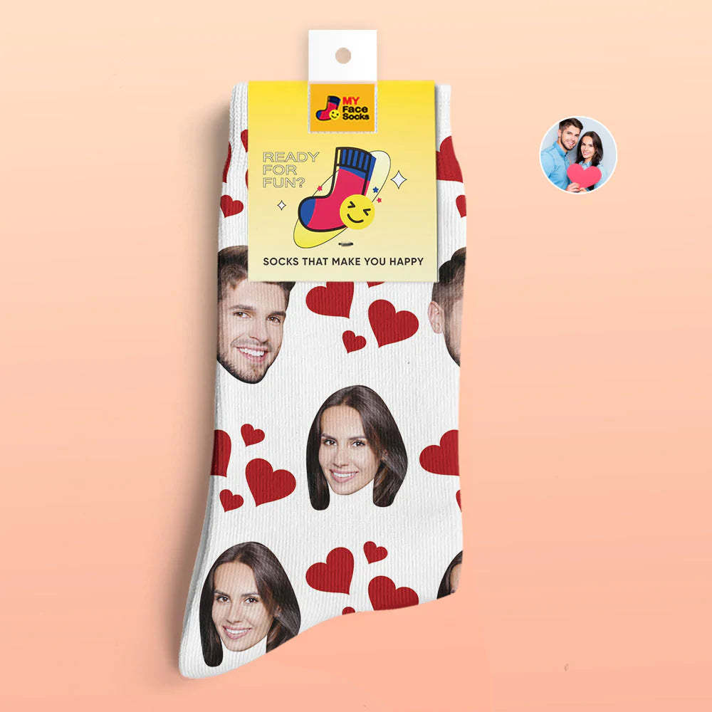 Custom 3D Digital Printed Socks Valentine's Day Gift My Heart Face Socks - MyFaceSocksAu