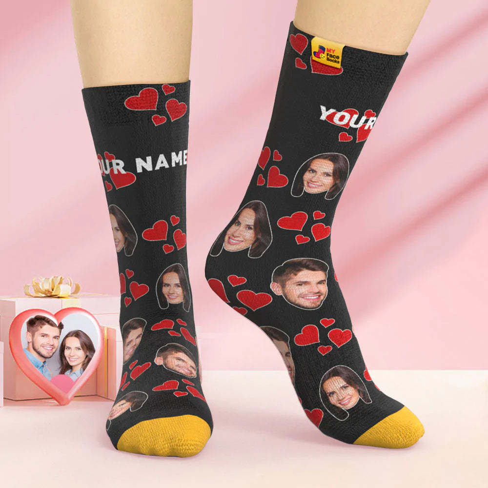 Custom 3D Digital Printed Socks Valentine's Day Gift My Heart Face Socks - MyFaceSocksAu