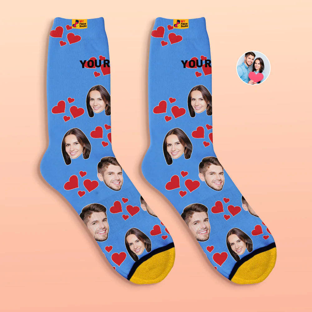 Custom 3D Digital Printed Socks Valentine's Day Gift My Heart Face Socks - MyFaceSocksAu