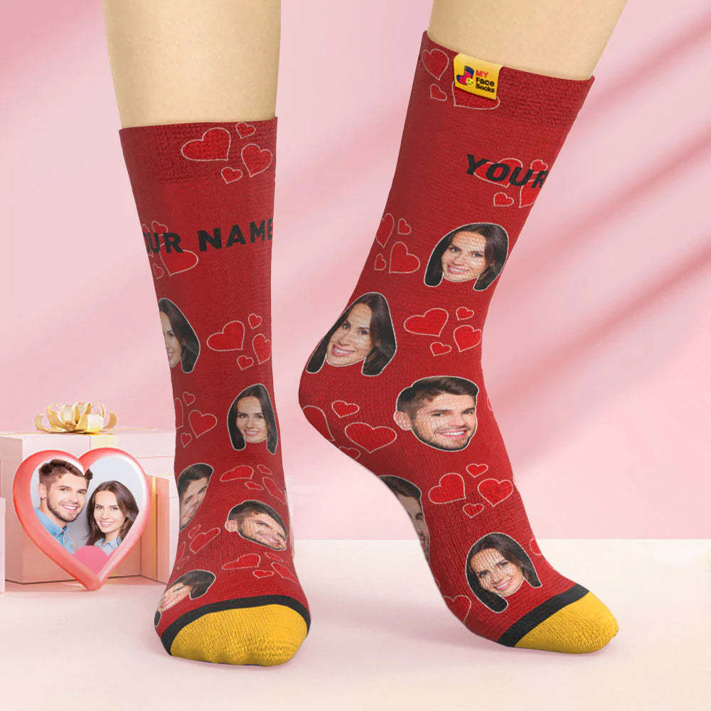 Custom 3D Digital Printed Socks Valentine's Day Gift My Heart Face Socks - MyFaceSocksAu