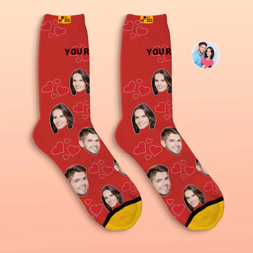 Custom 3D Digital Printed Socks Valentine's Day Gift My Heart Face Socks - MyFaceSocksAu